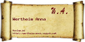 Wertheim Anna névjegykártya